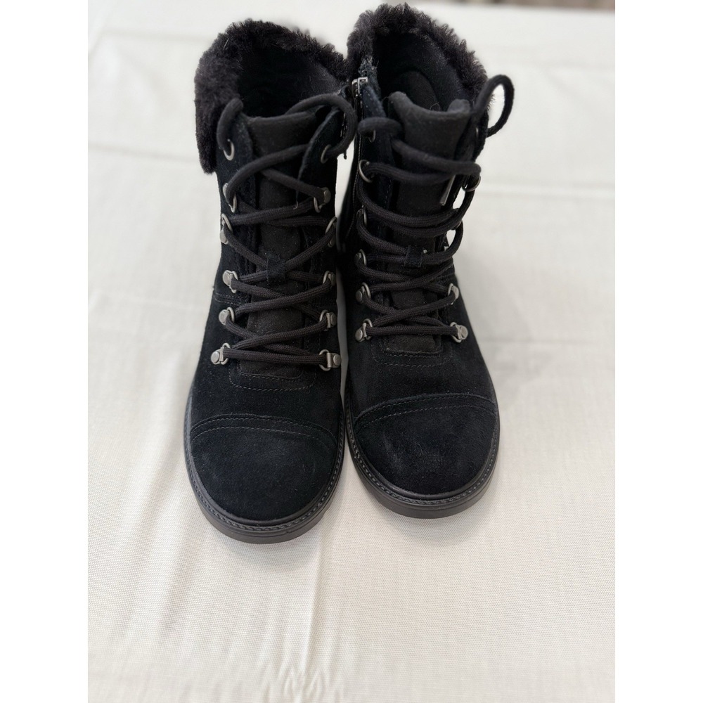 UGG Lakesider Zip Puff Black Suede Boots Kids 5 / Fits Women's 7 Combat Boot - Picture 3 of 6